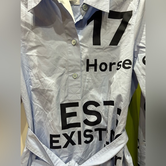 BURBERRY
'kari' Horseferry Print Shirt Mini Dress In Light Blue size 10 - Picture 10 of 11